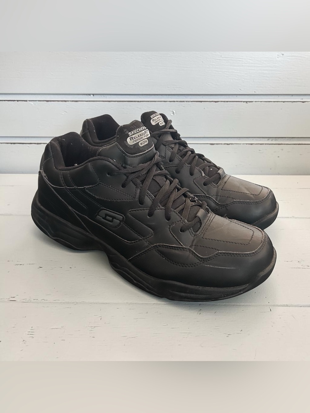 Skechers Men’s Work Relaxed Fit 77032 Black Slip Resistant Shoes Size 13